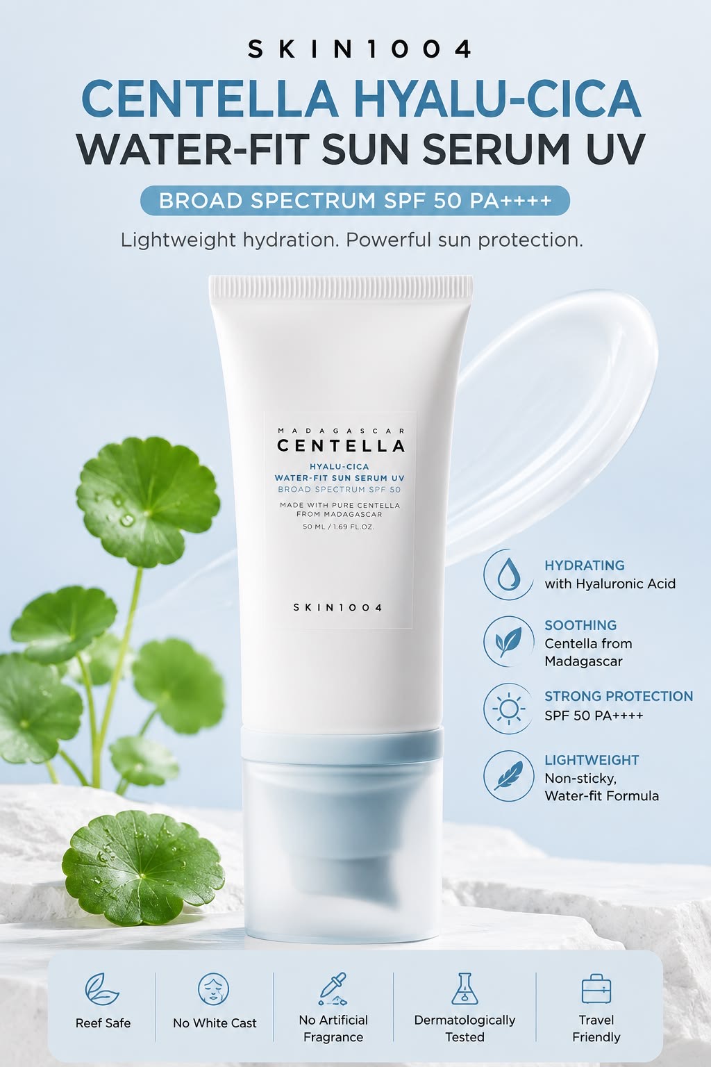 ضد آفتاب بدون رنگ سنتلا centella حجم ۵۰میل